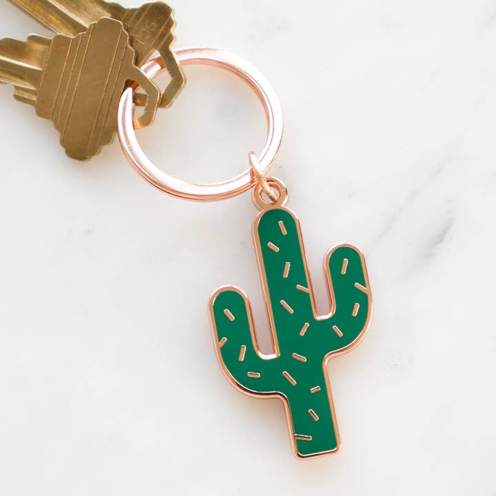 Rose Gold green Cactus Keychain for wholesale on Faire0