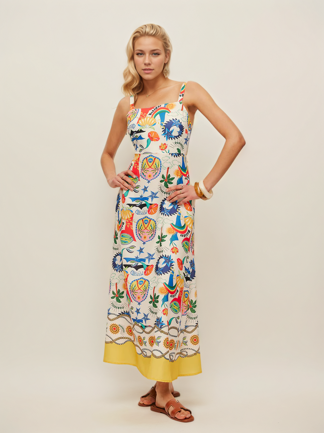 Ulivary – Vestido - Mulher por atacado – Vestido feminino com estampa de graffiti e corte evasê para primavera4