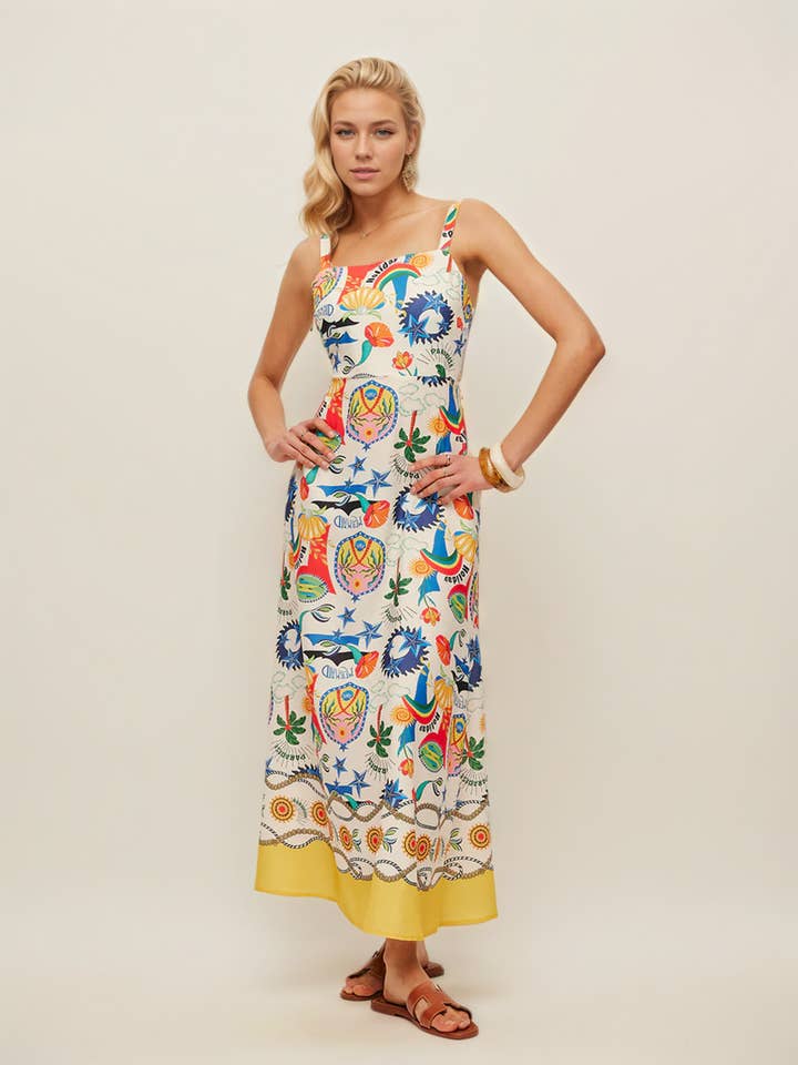 Ulivary – Vestido - Mulher por atacado – Vestido feminino com estampa de graffiti e corte evasê para primavera4