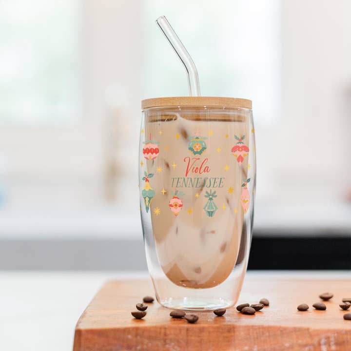 White 16oz Double Insulated Glass Tumbler Viola Tennessee for wholesale on Faire2