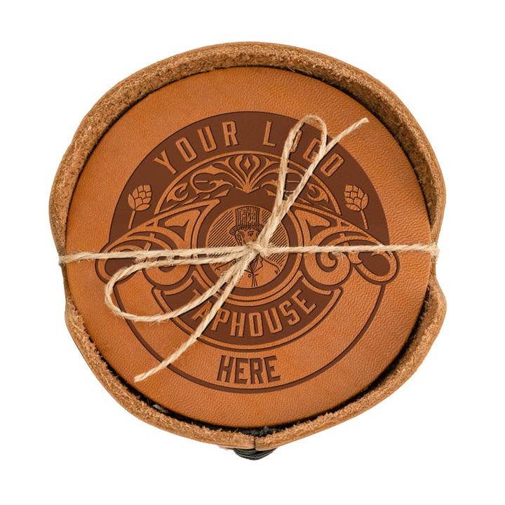 Oowee Products - Wholesale Coasters - Customizable Set of 4 Leather Round Coasters for Drinks2