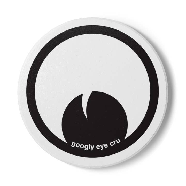 Googly Eye Cru Ceramic Coaster — Minimal Black Googly Eye Design for wholesale by Googly Eye Cru