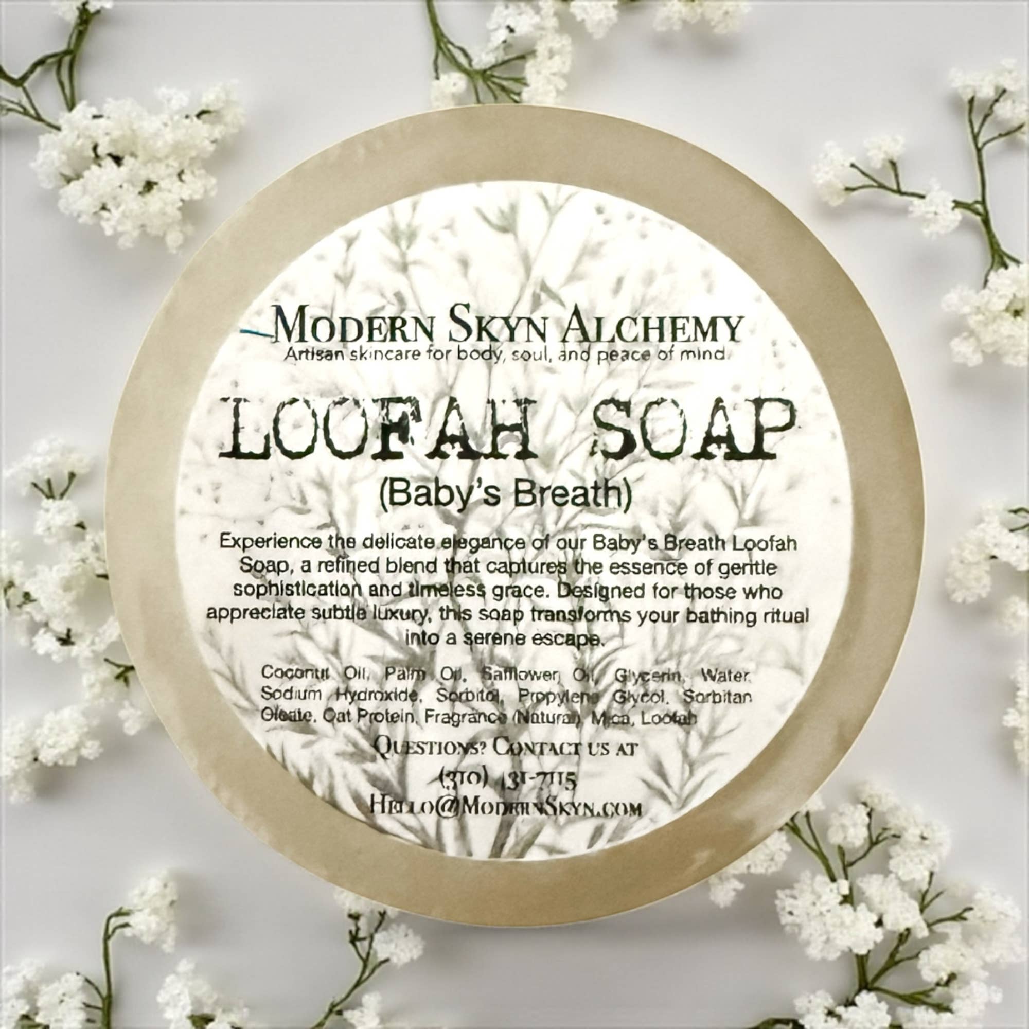 Modern Skyn Alchemy LLC. - Wholesale Bar Soap - Baby's Breath Loofah Soap