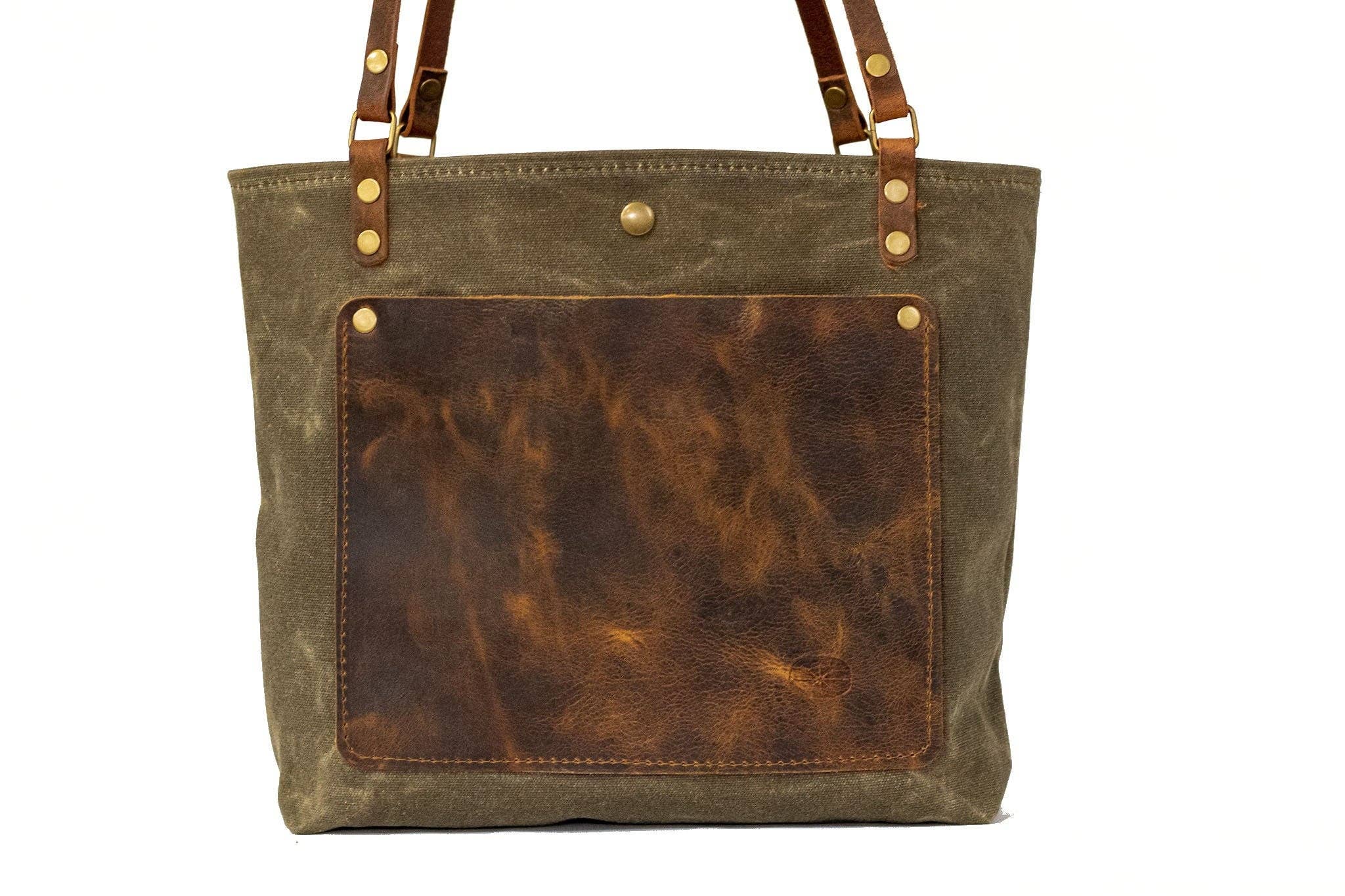 In Blue Handmade - Wholesale Tote Bag - Women's - The Classic Waxed Canvas Bag | Tote Bag with Leather Pocket | Small2