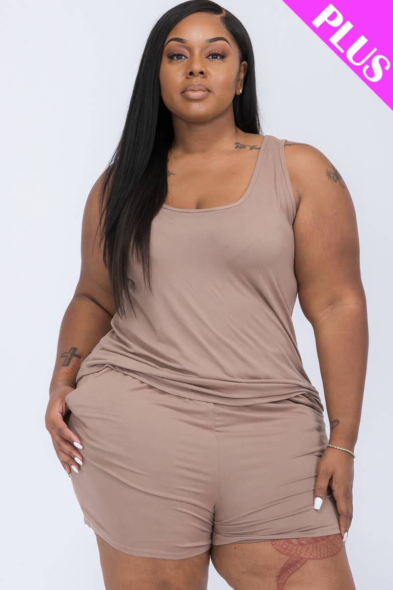 CAPELLA APPAREL – Großhandel Loungewear-Set – Damen – Plus bequemes Trägershirt & Shorts-Set8