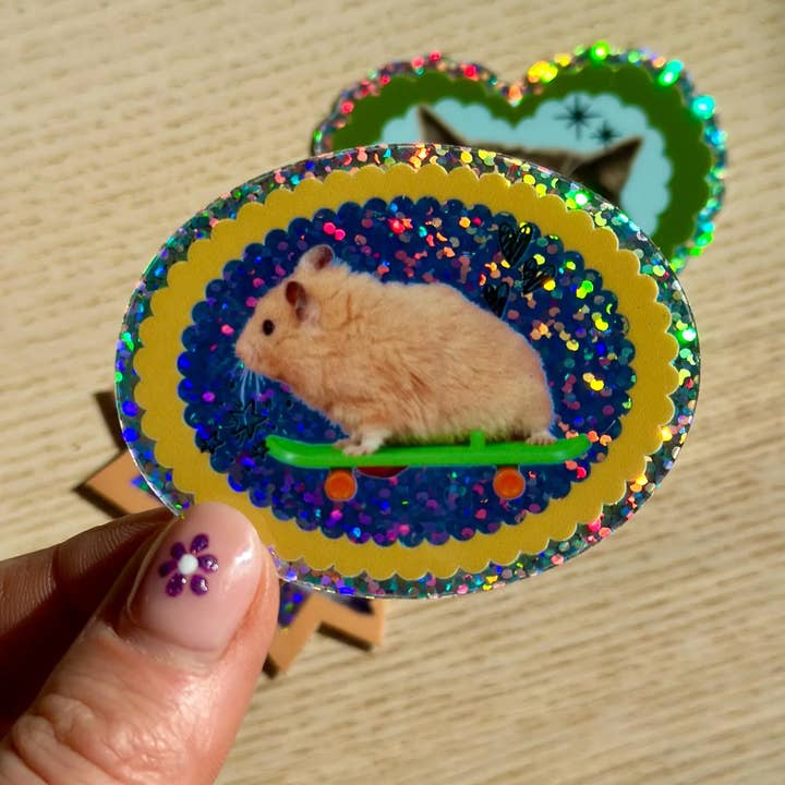 Shellflower - Wholesale Sticker - Skateboard Hamster Glitter Vinyl Sticker