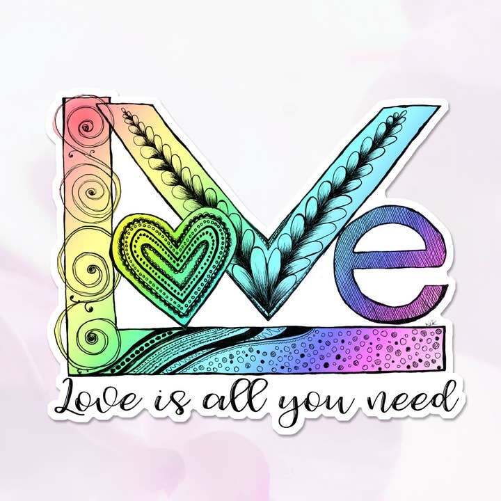 Autocollant Rainbow Pride, Love is All You Need pour la vente par Katekreates