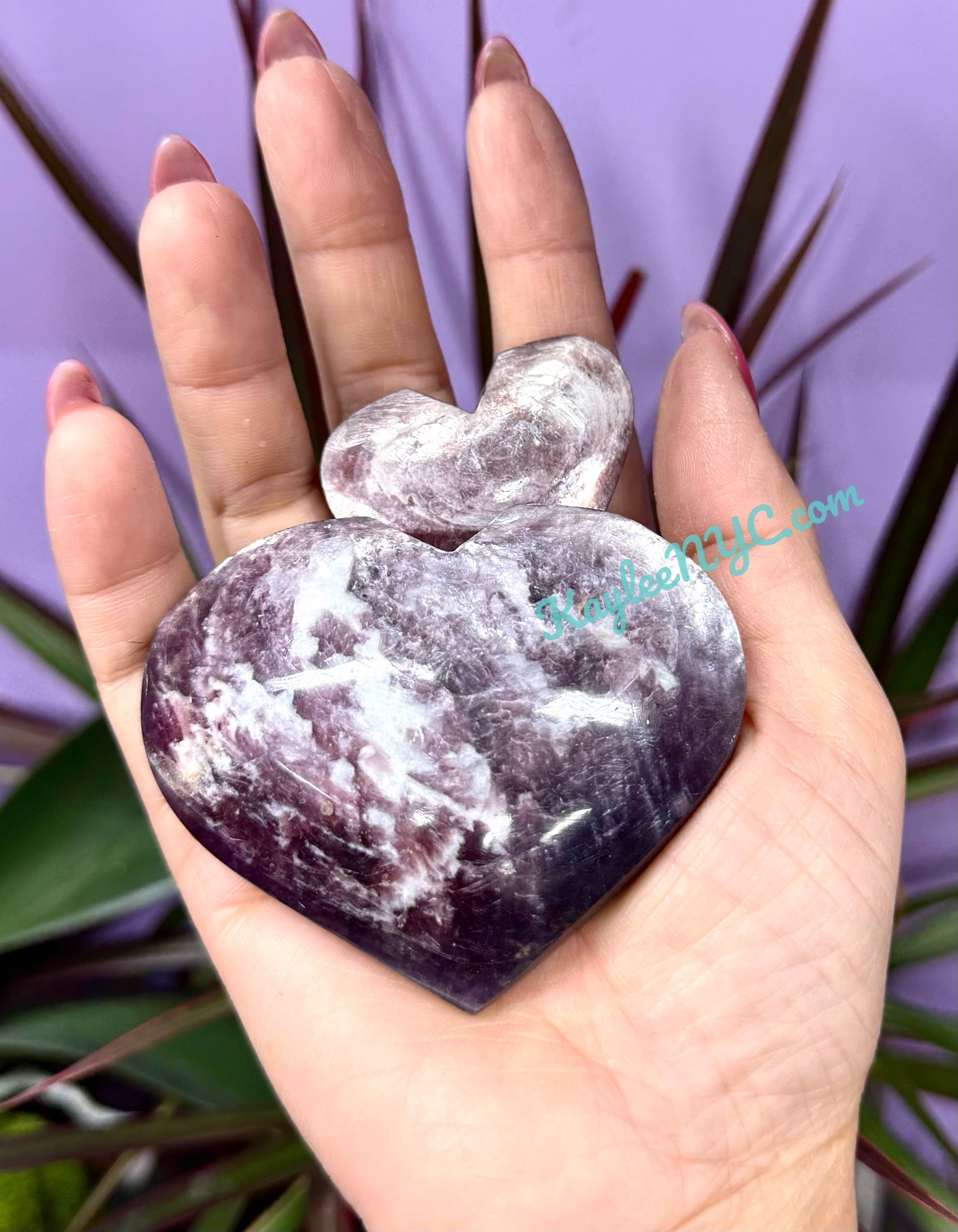 KayleeNYC - Wholesale Spiritual Stone/Crystal - 1 lb Natural Lepidolite Mica Heart Crystal Healing Energy6