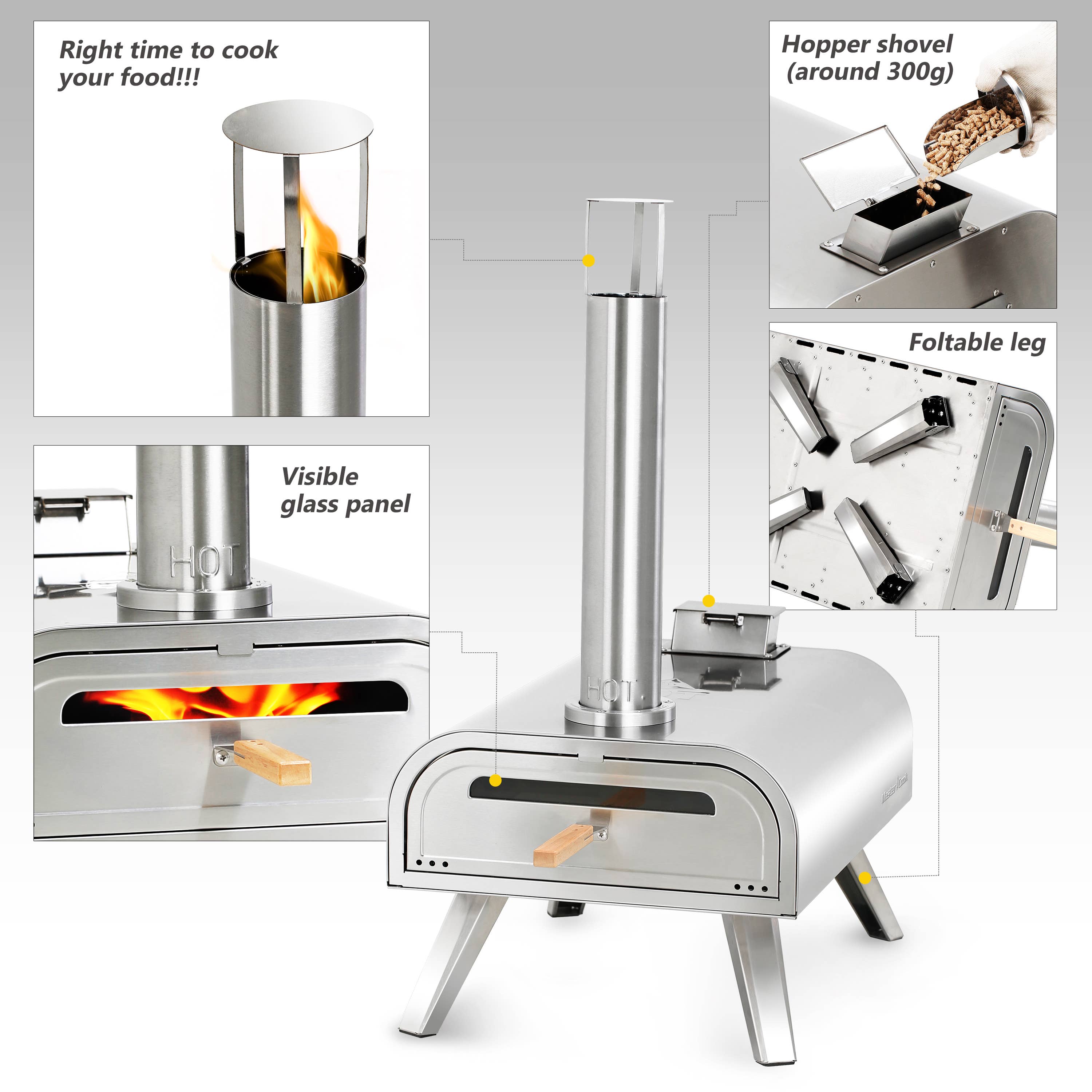 SHINERICH - Wholesale Outdoor Grill Tools - 16'' Pellet Pizza Oven Stainless Steel14