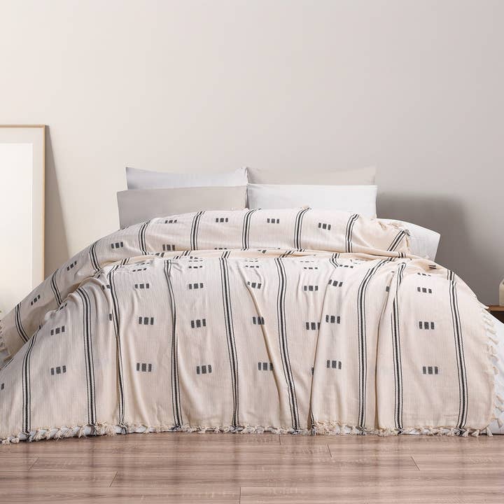 Kikoya - Wholesale Bedding Blanket - Cotton Bedspread Tassel Fringe Blanket Cover Summer Coverlet