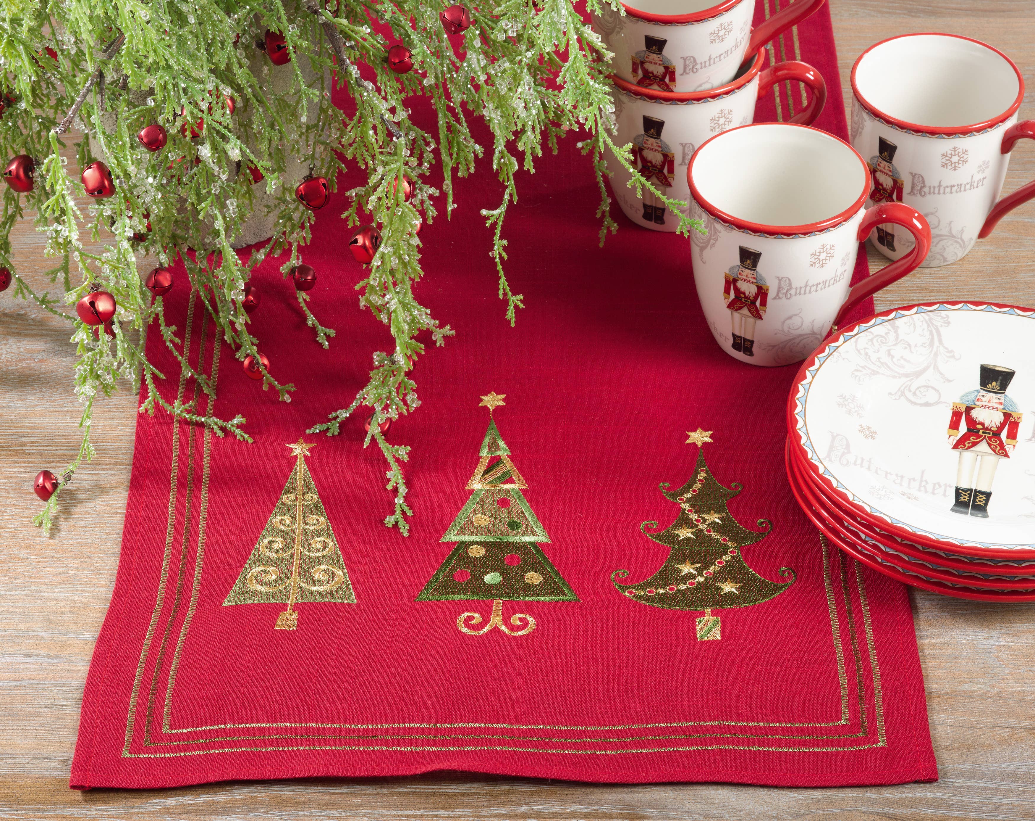 Red Xmas Tree Design Runner for wholesale on Faire1