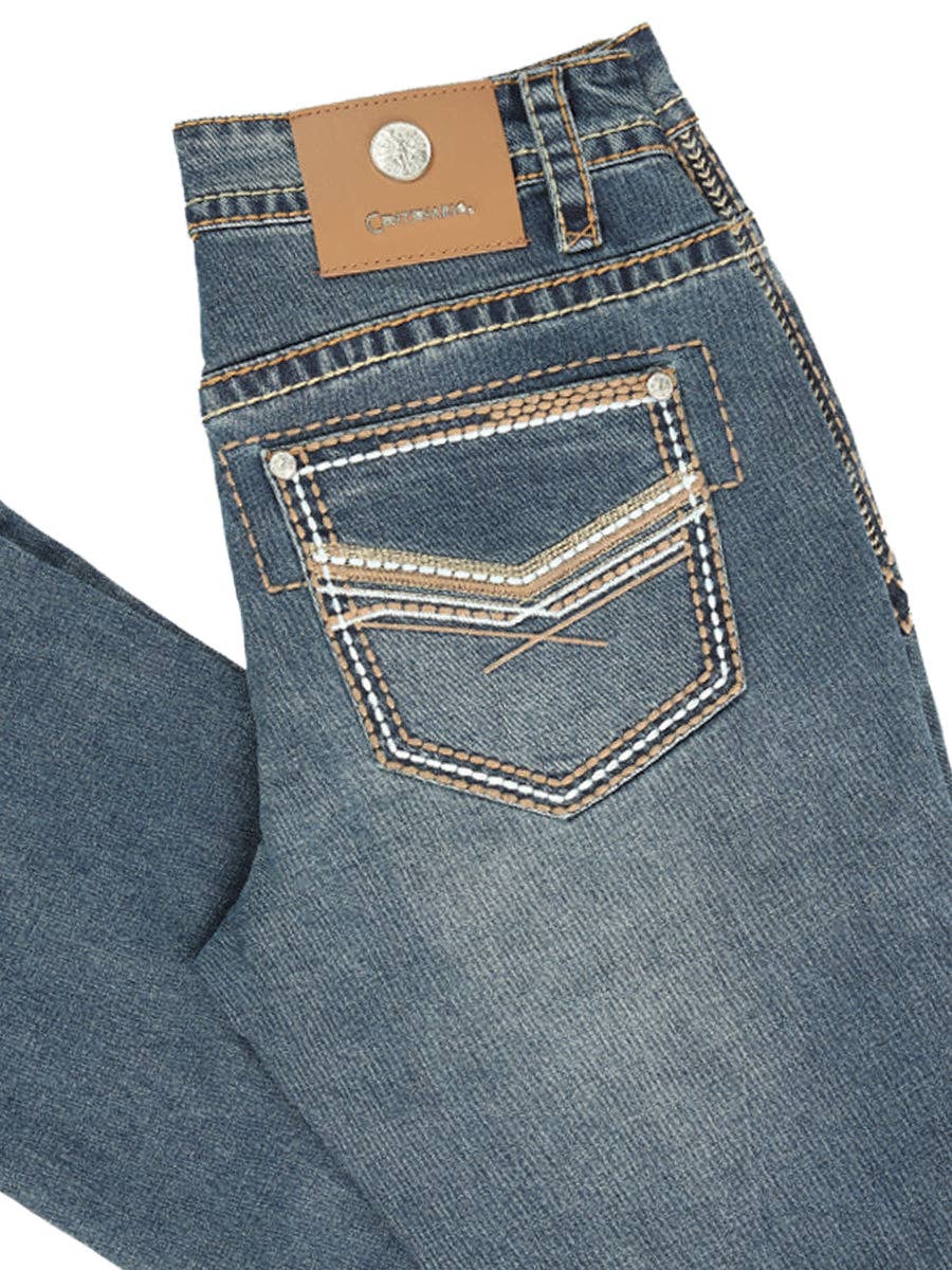 El General Western Wear – calças de ganga - Homem por atacado – Jeans azul com bordado para homens Centenario, corte boot, modelo 453141