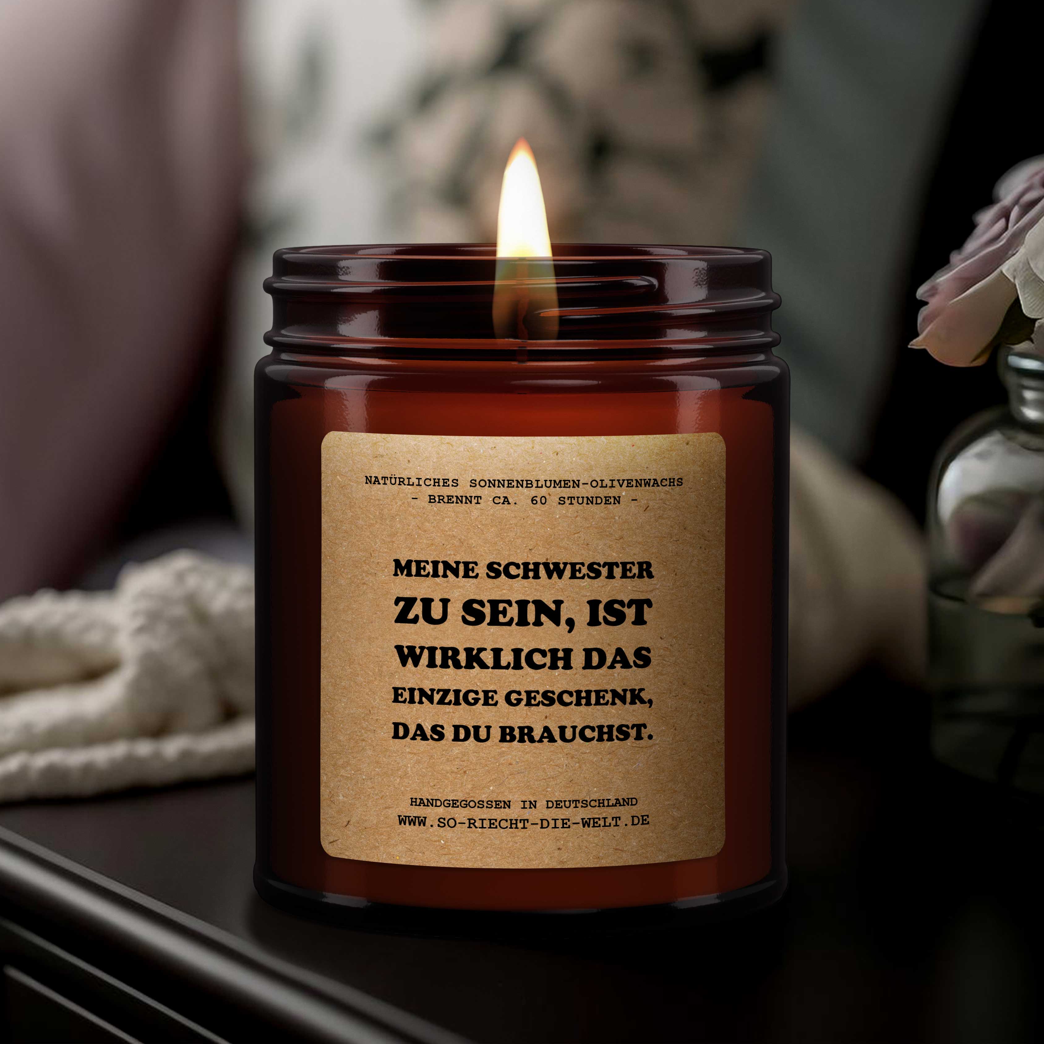 So riecht die Welt – wholesale Jar/filled candle – Being my sister is the only gift, scented candle1