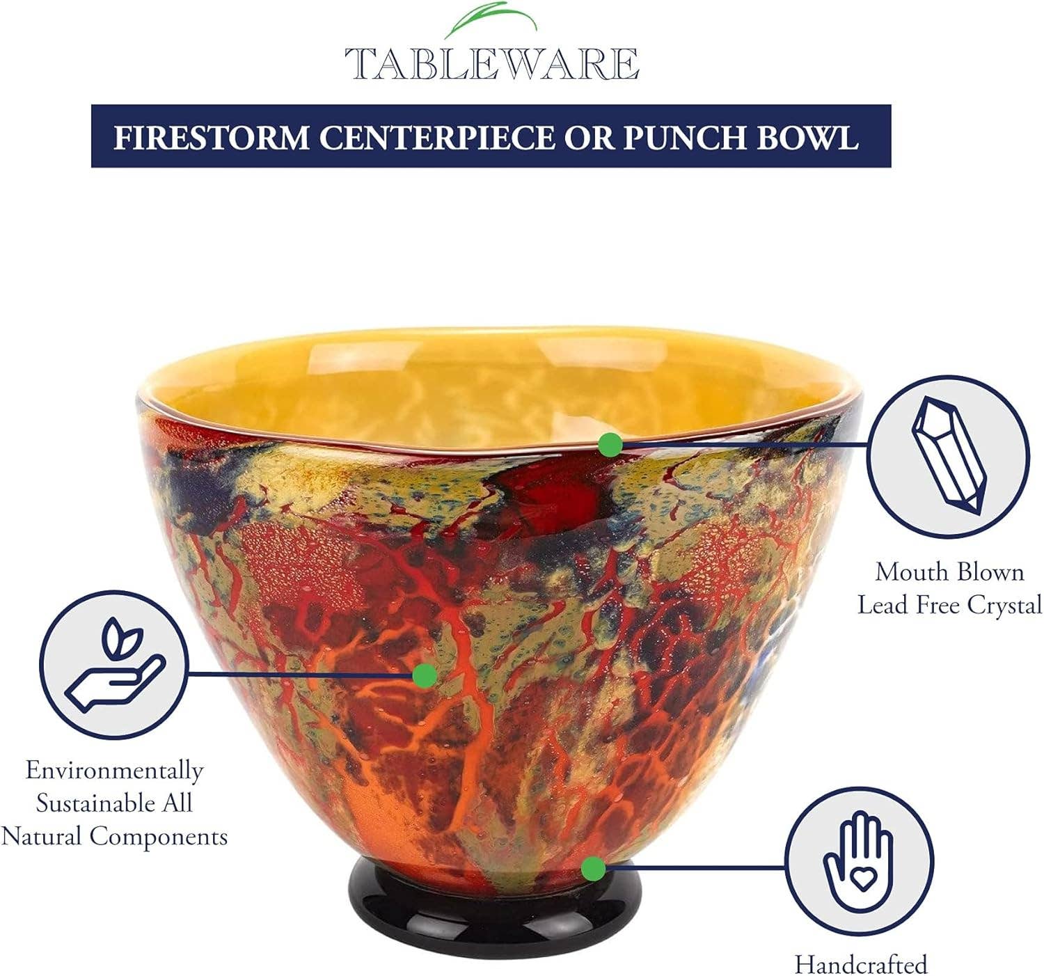 Badash - Wholesale Decorative Plate/Dish/Bowl - Firestorm Murano Style Art Glass Centerpiece or Punch Bowl1