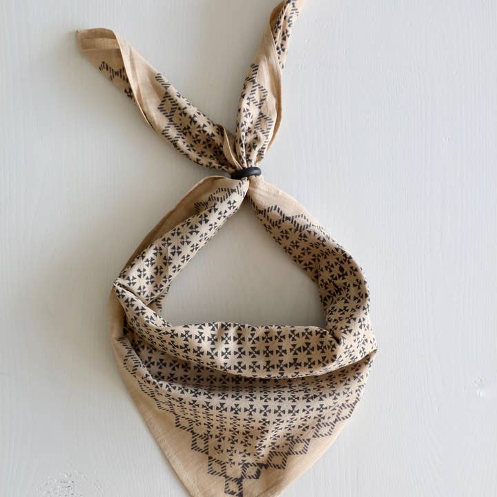 Nade - Wholesale Bandana - Women's - Naturally Dyed Pinwheel Block Printed Bandana
