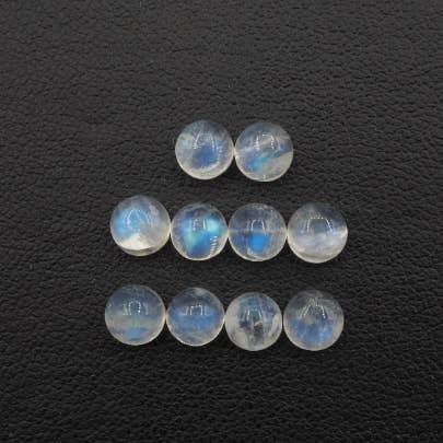 GTG Gems Corp - Wholesale Spiritual Stone/Crystal - Rainbow Moonstone Cabs Round 5 mm Approximately 5.74 Carat