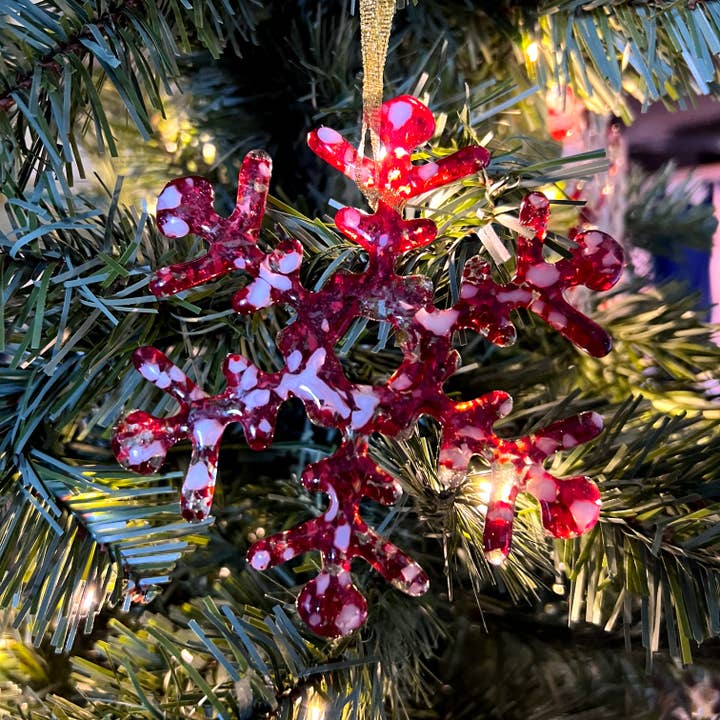 studioTica - Wholesale Ornament - Handmade Glass Snowflake - Fireball5