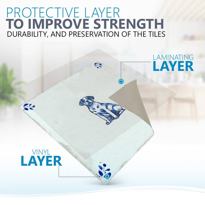 Mi Alma LLC - Wholesale Wall Tile - Dog Delft Vintage Design Peel And Stick Tile Stickers delft fireplace surround Kitchen Tile Trends - D627
