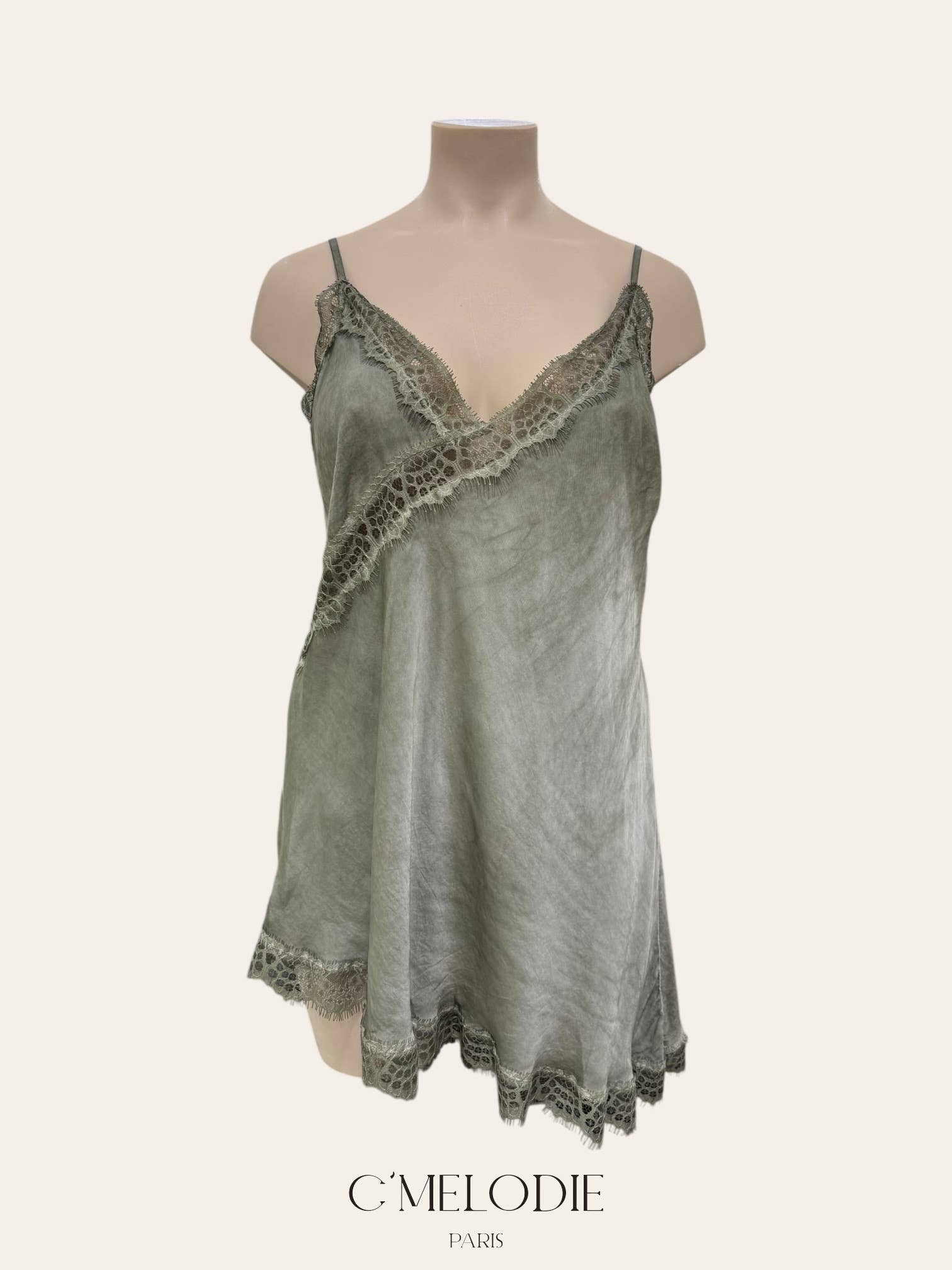 C'MELODIE - Vendita all'ingrosso Camicetta - Donna - Taglia Grande - Top in raso con pizzo3