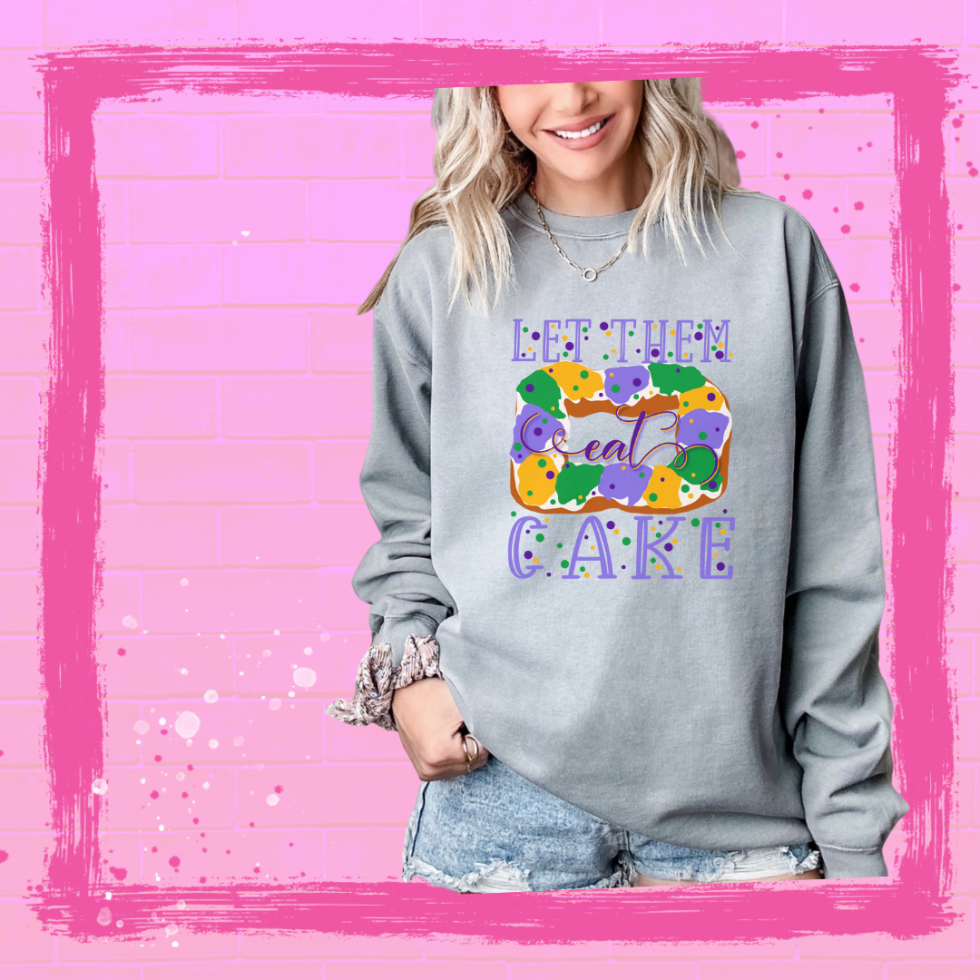 Pink House On River Road - Wholesale Graphic Sweatshirt - Women's - Let Them Eat Cake Mardi Gras Graphic Sweatshirt3