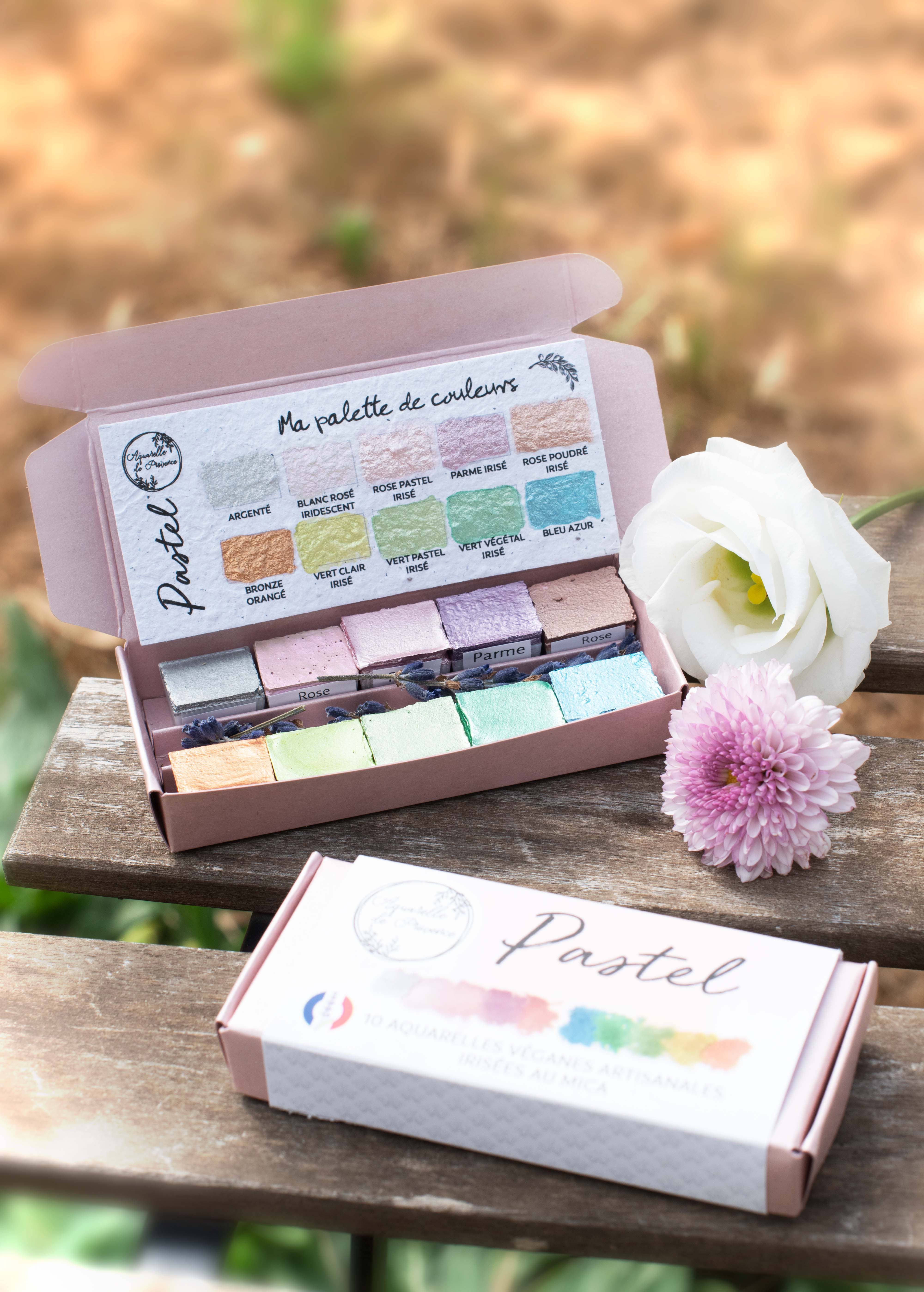 Aquarelle de Provence - Wholesale Watercolor Paint - PALETTE 'PASTEL' - 10 extra-fine metallic watercolors4