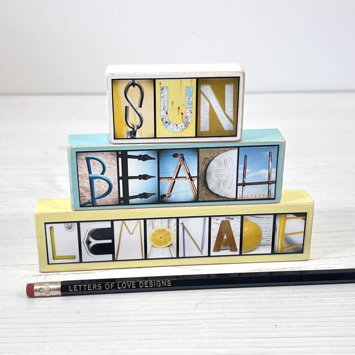 Summer Decor, Gift Set for Her, Beach Sign, Wood Sign Set for wholesale by Letters Of Love Designs