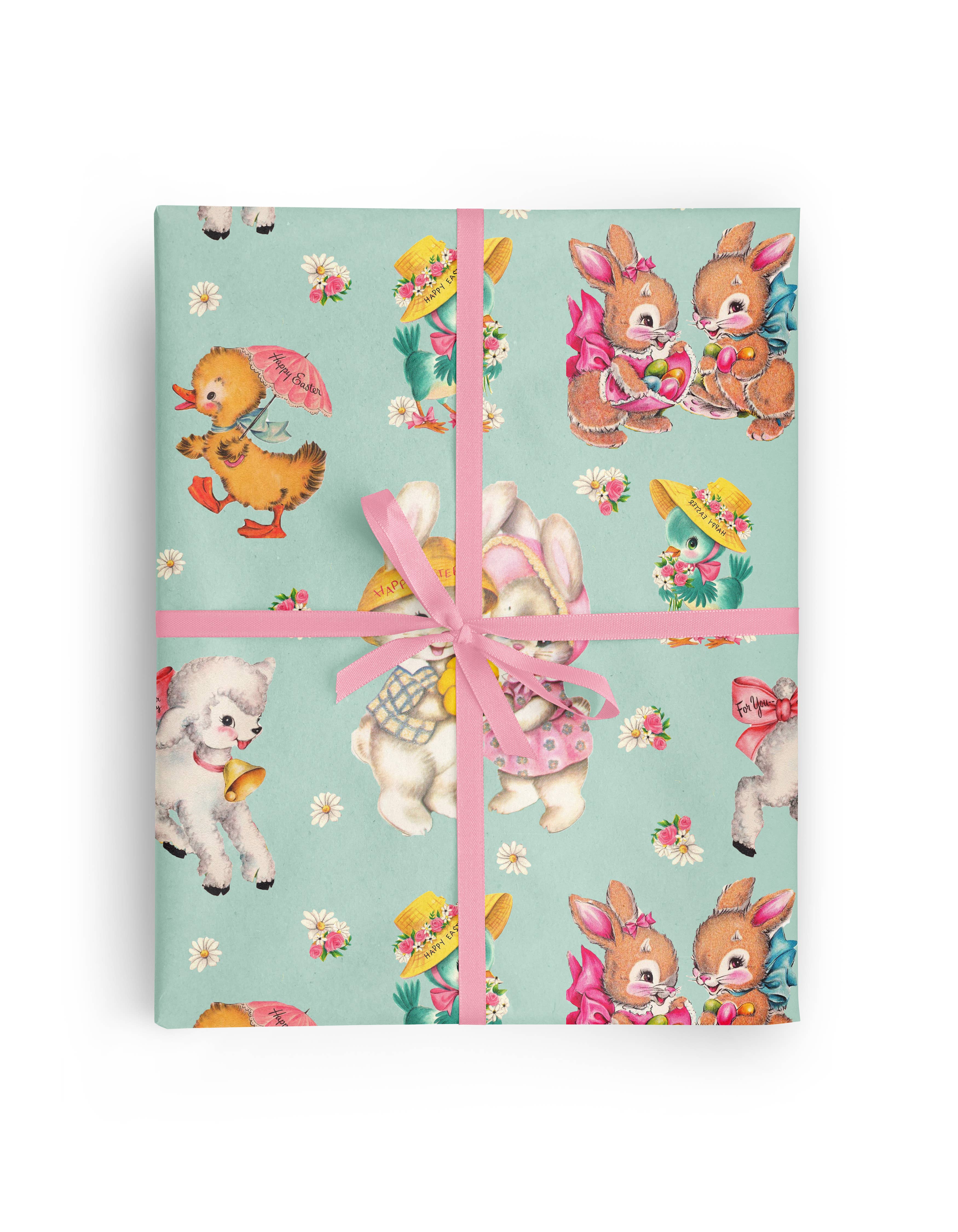 Vivie and Ash - Wholesale Wrapping Paper Roll - Vintage Easter Blue Wrapping Paper Roll1