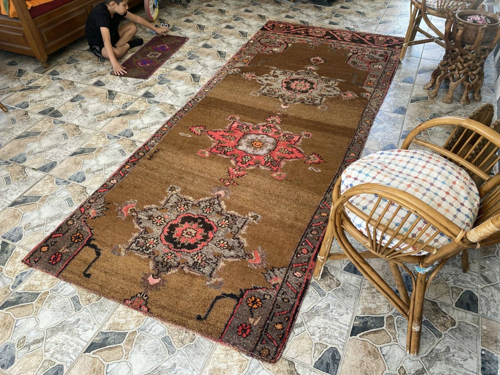 Oushak Rugs – wholesale Runner rug – Vintage Kurdish Runner Rug | 4x10 ft | Hand-Knotted Wool Rug2