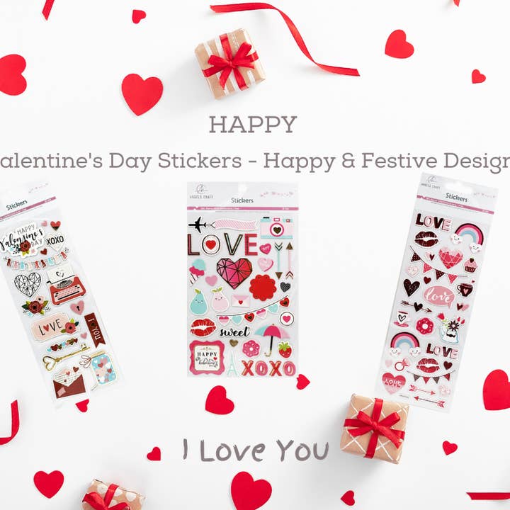 Valentine's Day Stickers - Happy & Festive Designs for wholesale by Angels Craft