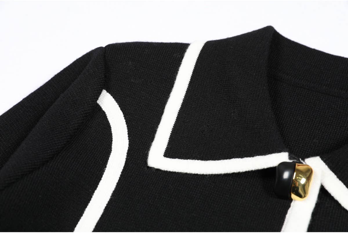 Productseeker – wholesale Top & pants set (NOT Loungewear) – Women's – SET91Y Chic Tweed Knit Cardigan Jacket & Trimmed Pants Set3