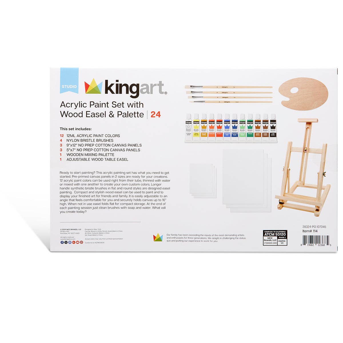 KINGART – wholesale Paint set – Acrylic Painting Set with Table Easel, 24 pc6