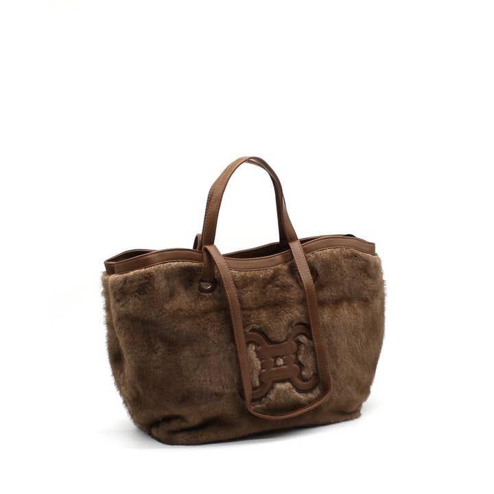 Vimoda - Wholesale Top Handle Bag - Women's - CC logo fur bag with buttons2