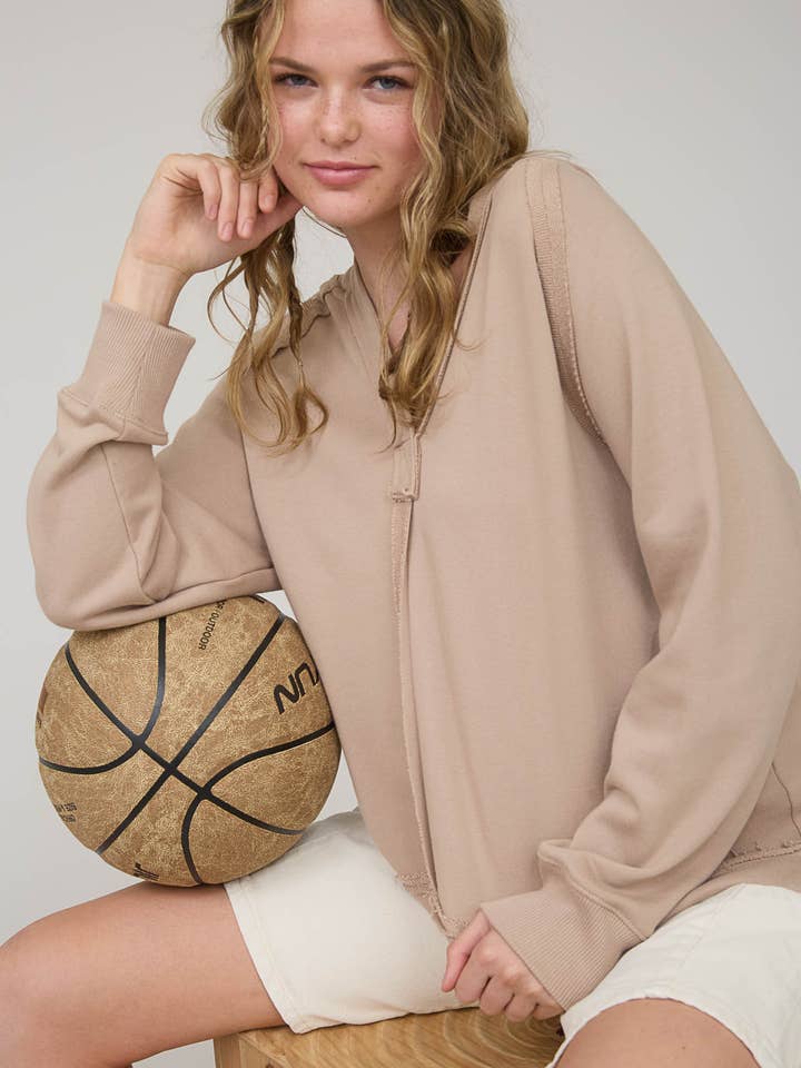 Blu Pepper - Wholesale Knit Top - Women's - PLUS HOODED V NECK RAW EDGE LONG SLEEVE KNIT TOP14