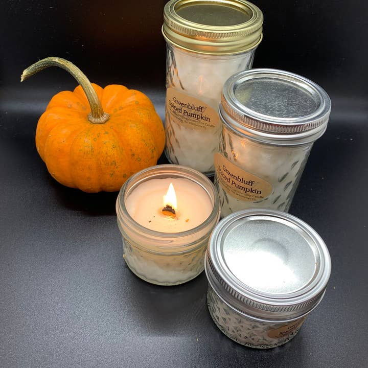 Greenbluff Spiced Pumpkin Crackling Wick Coconut Soy Candle for wholesale by The Whiffletree Co