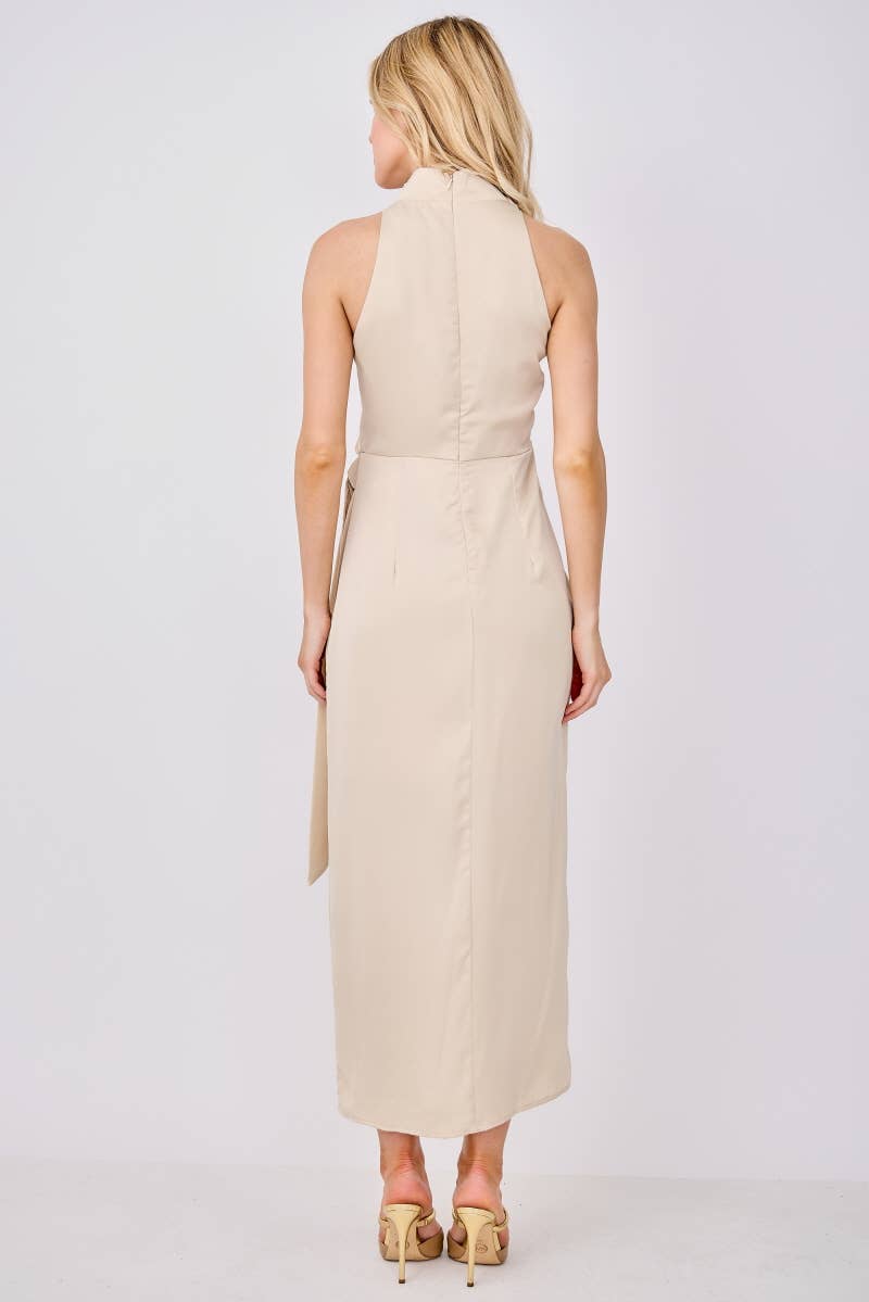 Peace Love Line – wholesale Klänning - Dam – PM1015 - SOLID VÄVD MIDIKLÄNNING MED SLITS1