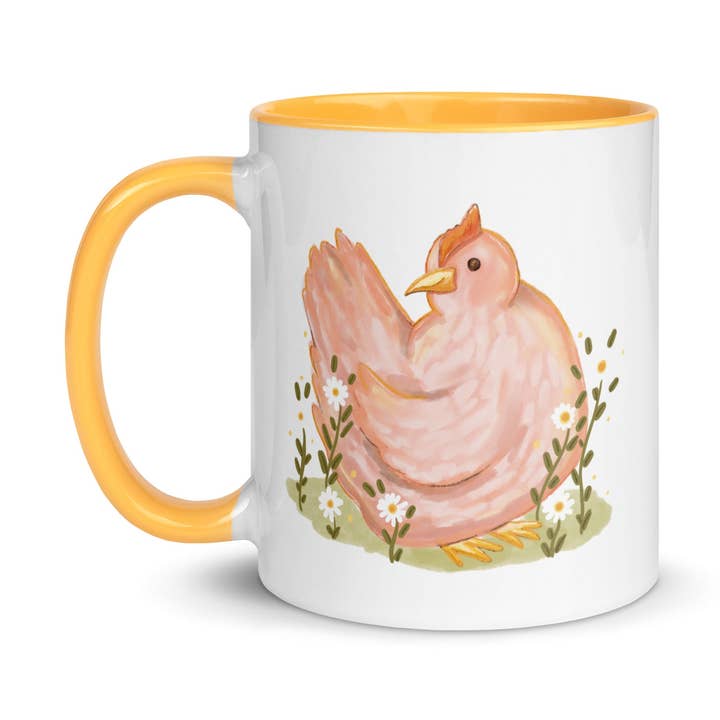 Rosa Hühner-Tasse für den Großhandel von Painted Peony Art