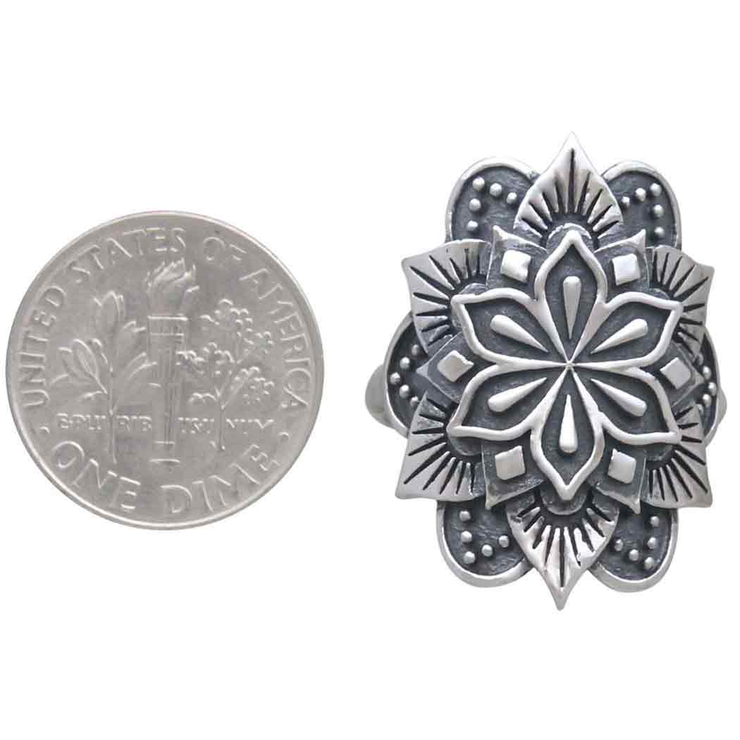 Nina Designs - Wholesale Cocktail/Statement Ring - Sterling Silver or Bronze Large Mandala Ring5