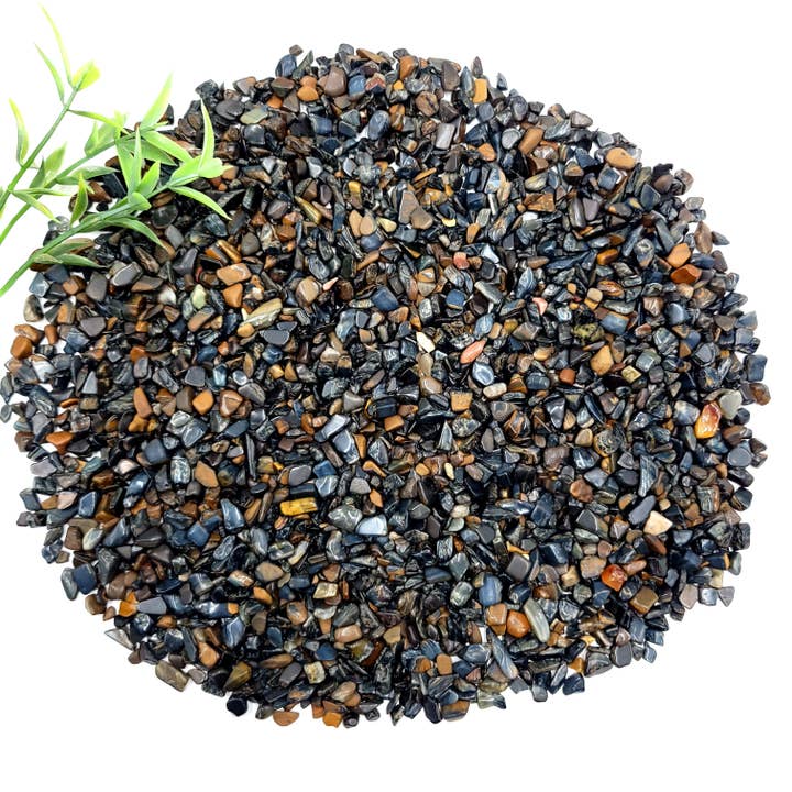 Hawk's Eye (Blue Tiger's Eye) Tumbled Chips - 1 kg for wholesale by Funky Stuff