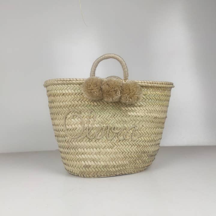 ProHandmadeDesign - Wholesale Beach Bag - Monogrammed Straw bag with pompoms - customized beach bag5