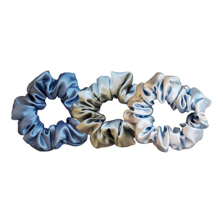 SET AUS 3 SATIN-SCRUNCHIES - COPPEN, SALBEI, SILBER für den Großhandel von KayJay Creationz
