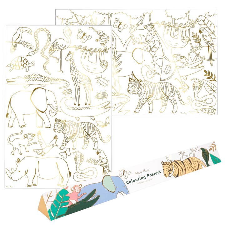 Jungle Colouring Posters for wholesale by Meri Meri