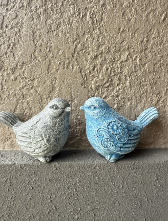 Backyard Stone Art - Wholesale Versiering/decoratie voor buiten - Betonnen Vogel met Mooie Bloemen aan de Zijkant, Beeld, Beeldje11