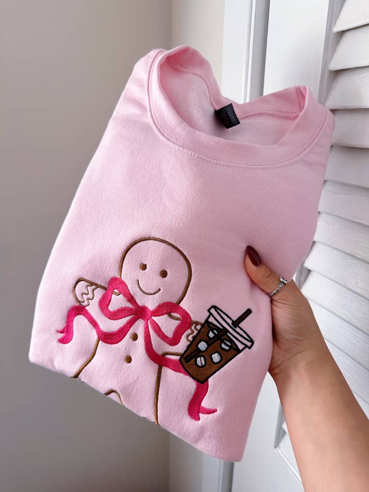 Christmas Gingerbread Latte Embroidered Sweatshirt - Woman for wholesale by G Goodies Transfers