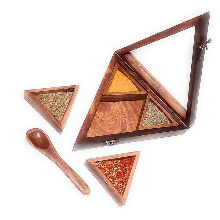 Handmade Wooden Triangle Spices & Dry for wholesale by Keeraft