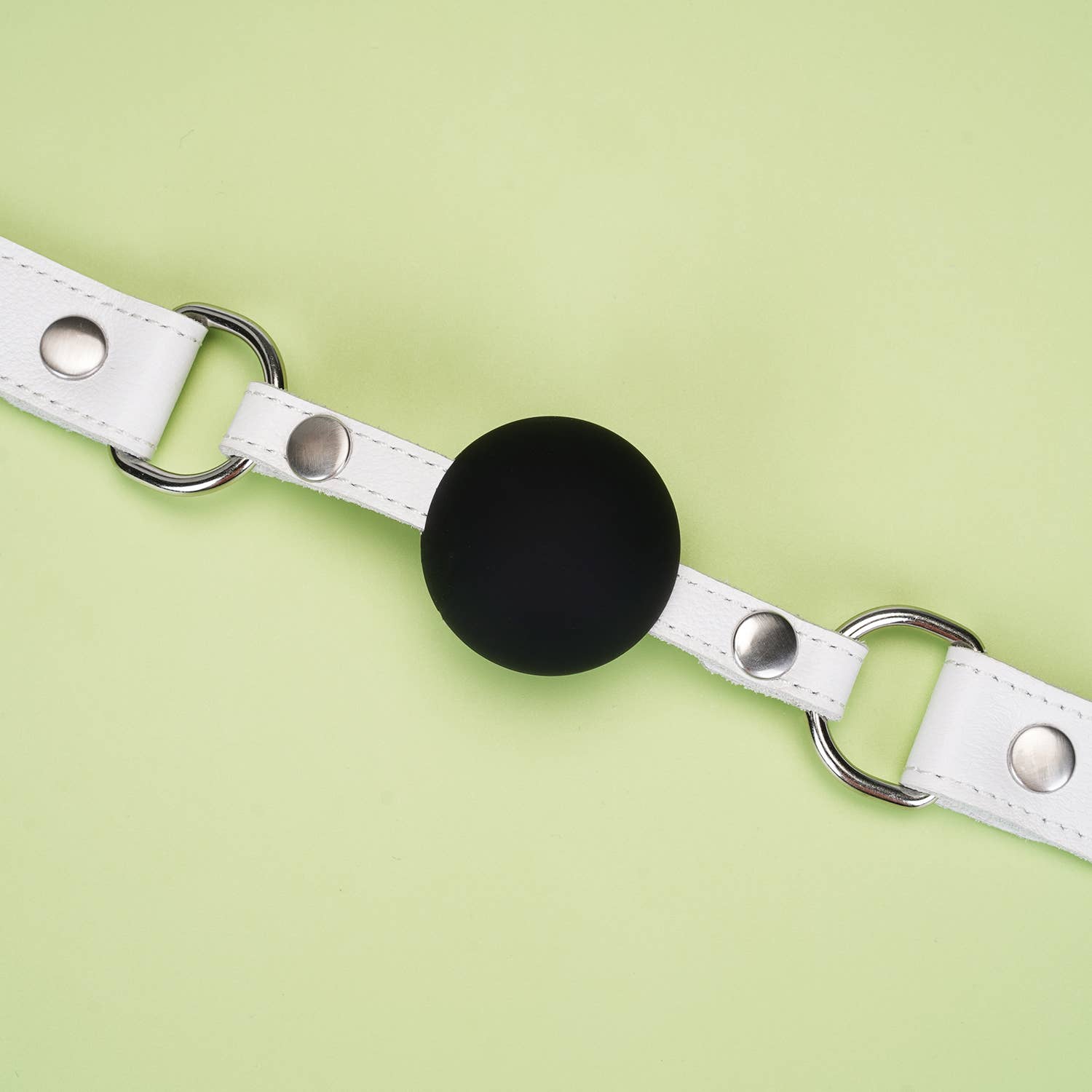 Liebe Seele - Wholesale Sex Toy - Fuji White - Cow Leather Matt Black Silicone Ball Gag3