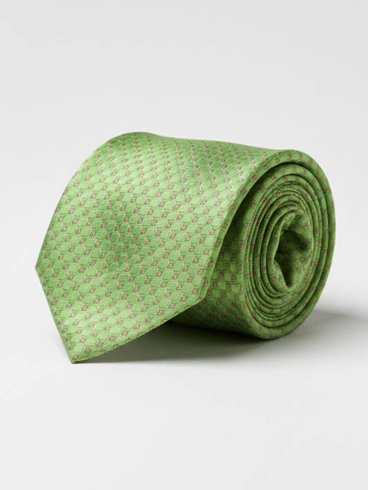 Premium Green Silk Tie with Red Dot Print – Classic Designer for wholesale by Masculine Moda