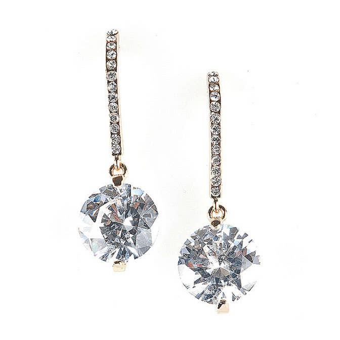 (25250-200) Gold Crystal Cubic Zirconia Half Hoop Earrings for wholesale by Cool Crystals