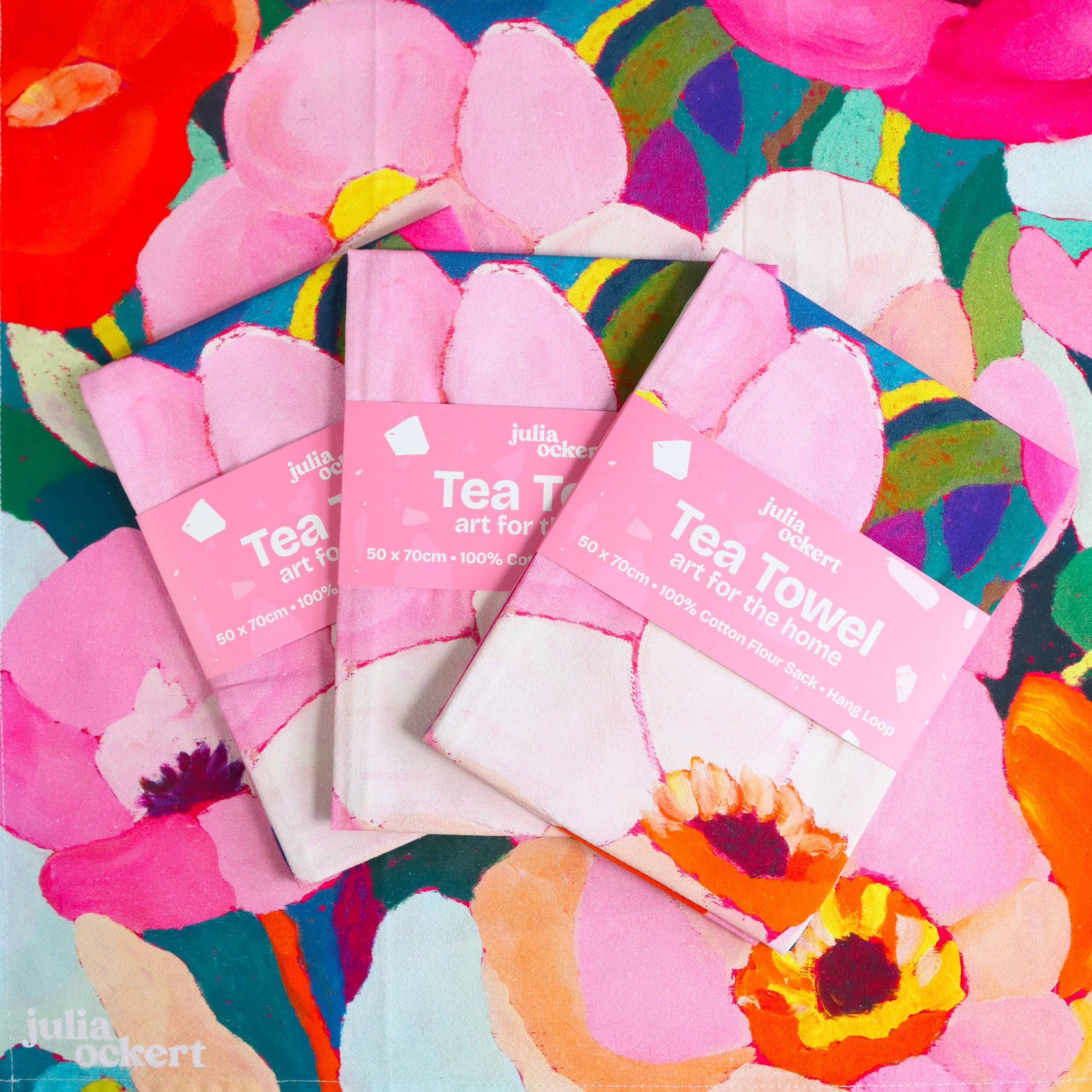 Julia Ockert - Wholesale Tea Towel - Flowerverse Tea Towel - Dopamine Decor - Original Floral Art2