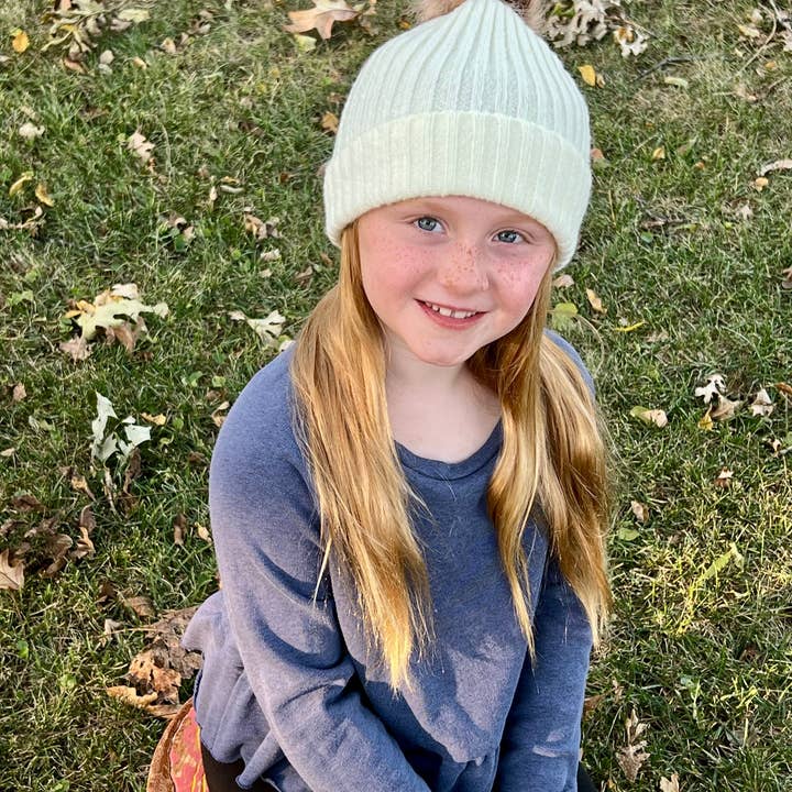 Lettie Grays Clothing - Wholesale Beanie - Kids - Ivory Pom Beanie3