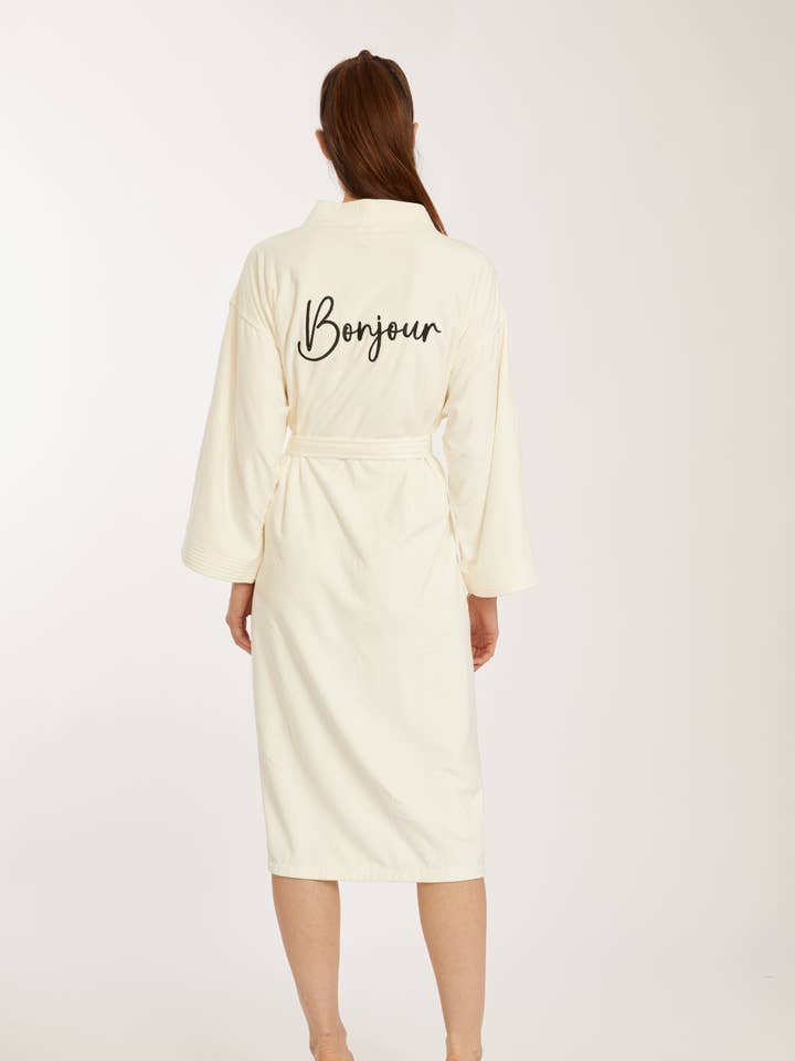 Bonjour Cream Kimono Morgonrock för wholesale av Wrap Up by VP